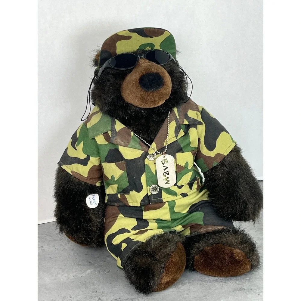 Build-A-Bear Workshop Camo Military Teddy Bear with Sunglasses and‎ Dog Tags